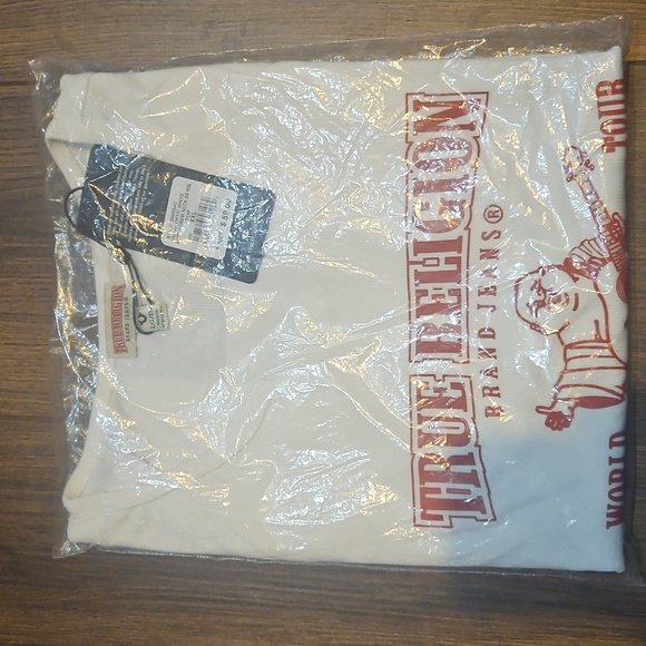 TRUE RELIGION LOGO NOTCH CROP RIBBED TEE OPTIC WHITE SIZE XXL - Picture 6 of 9